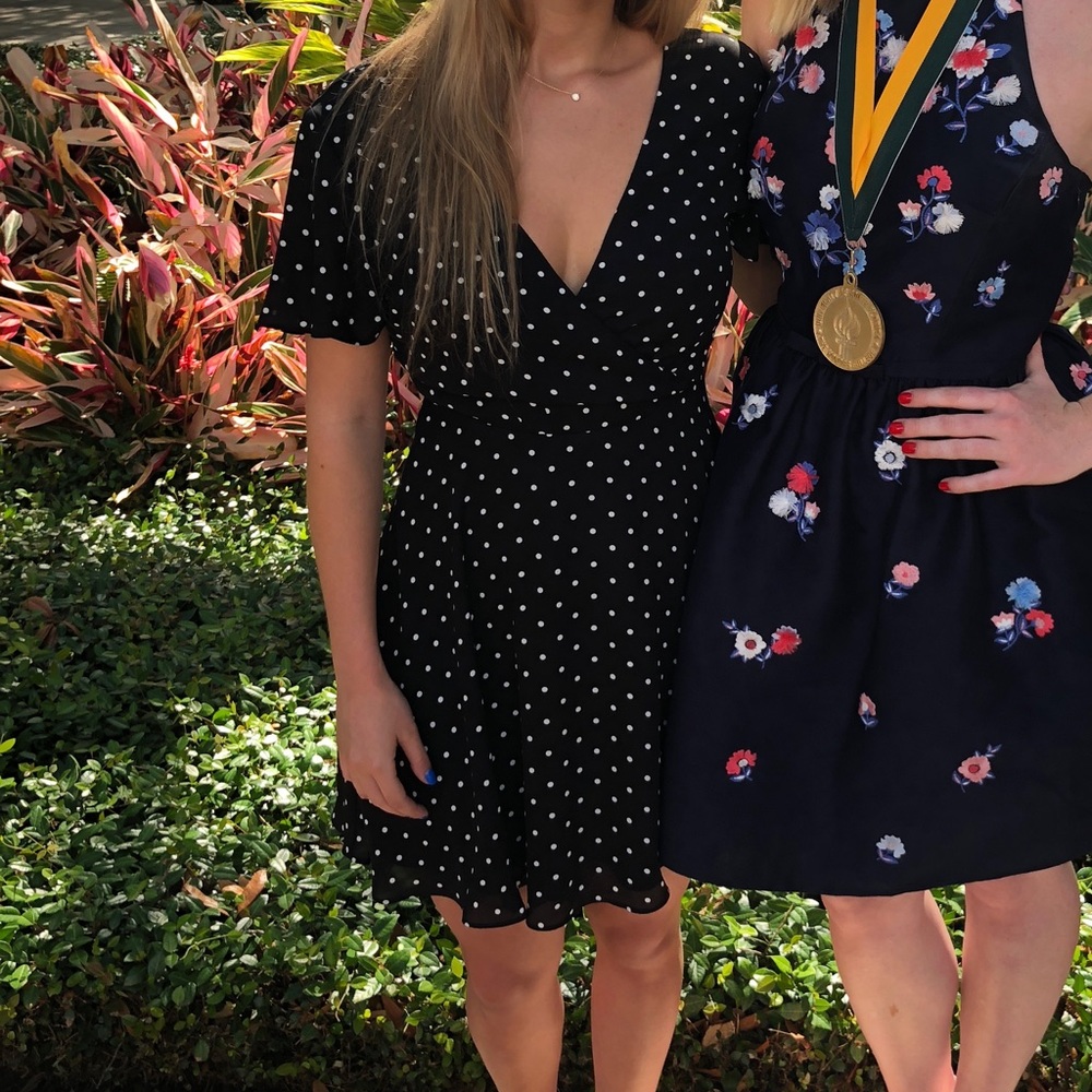 Express black and white polka dot dress